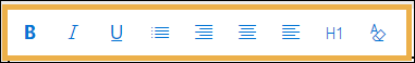 Text Formatting Toolbar listing the bold, italics, underline, bullets, text location, and the styles icons.